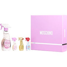 By Moschino 4 Piece Set With Fresh Couture Eau De Toilette Spray & Gold Fresh Couture Eau De Parfum 0. Mini & Fresh Couture Eau De Toilette 0. Mini & Pink Fresh Couture Eau De Toilette 0. Mini For Women