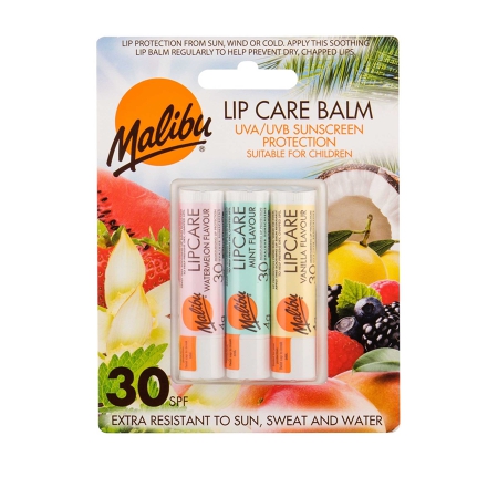 Malibu Lip Care Balm Trio 3 X Vegan Friendly
