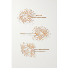 Set Of Three Gold-tone Pearl Hair Pins One Size