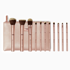 Metal Rose Synthetic Makeup Brush Set In Pink, Cruelty-free, Vegan, Professional-quality