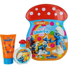 By First American Brands 2 Piece Brainy Smurf Tin Can Set Includes Eau De Toilette Spray & Bubble Bath 2. For Unisex