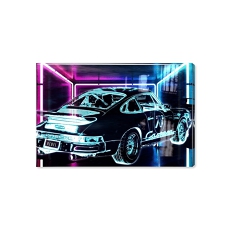Neon Cybercar Porsche High Gloss Resin Canvas Print