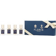 By Floris 4 Piece Mini Travel Collection With Night Scented Jasmine & White Rose & Chypress & Bouqute De La Reine And All Are Eau De Toilette Spray For Women