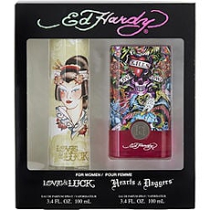 By Christian Audigier Set-2 Piece Womens Set With Ed Hardy Hearts & Daggers Eau De Parfum & Ed Hardy Love & Luck Eau De Parfum For Women