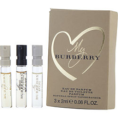 By Burberry 3 Piece Womens Variety With My Burberry Eau De Toilette & My Burberry Eau De Parfum & My Burberry Black Parfum And All Are Vial Sprays On Card For Women