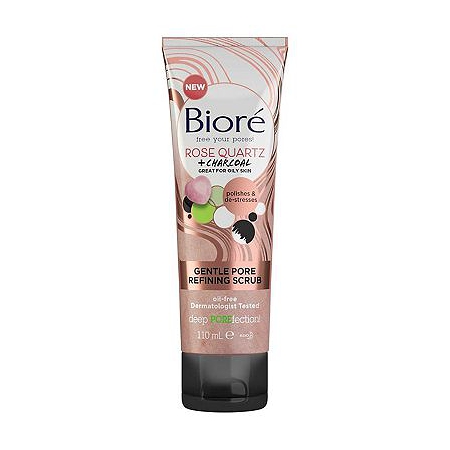 Bior Rose Quartz & Charcoal Gentle Pore Refining Face Scrub For Oily Skin