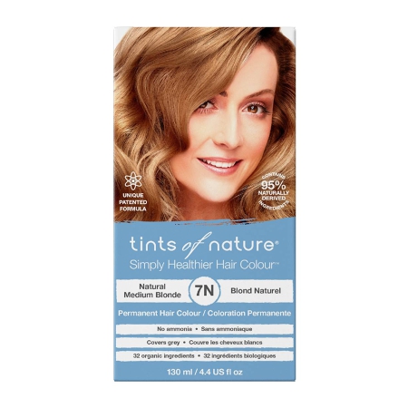 Natural Permanent Hair Dye, Nourishes Hair & Covers Greys, 1 X 7n Medium Blonde
