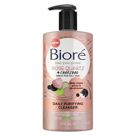 Bior Rose Quartz & Charcoal Daily Purifying Face Wash Cleanser For Oily Skin