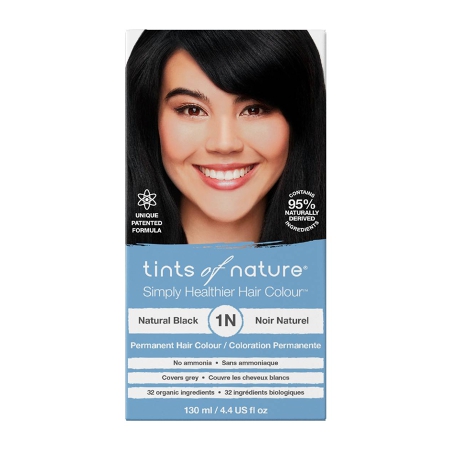 Natural Permanent Hair Dye, Nourishes Hair & Covers Greys, 1 X 1n Black