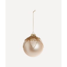 Matte Gold Bauble With Sequin Leaves